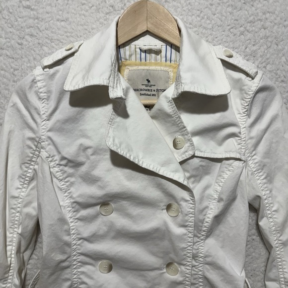 Abercormbie‎ & Fitch Womens Sz S White Double Breasted Naval Belt Jacket Coat - Picture 3 of 14